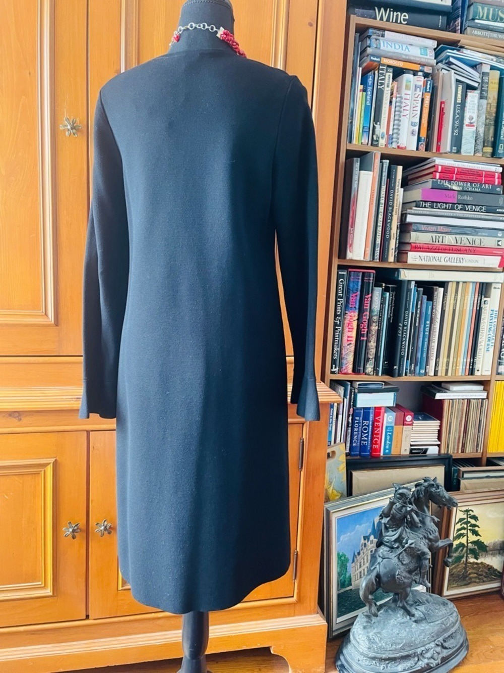 Ann Taylor Black Knit Fluted Sleeve Dress Medium - Picture 8 of 8